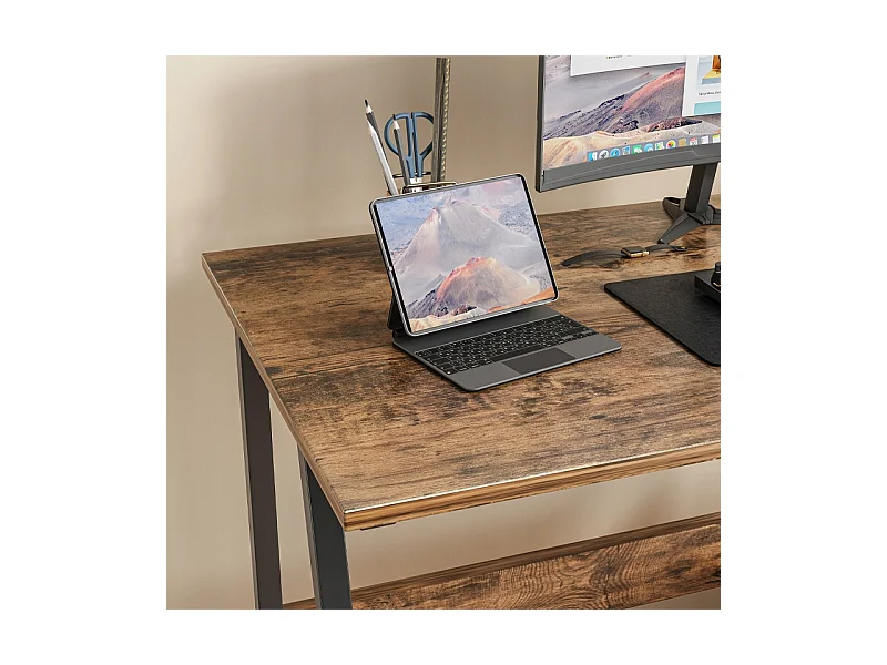 BUREAU D'ORDINATEUR LOFT INDUSTRIEL SCOLAIRE RUSTIQUE RÉTRO BOIS 100 CM