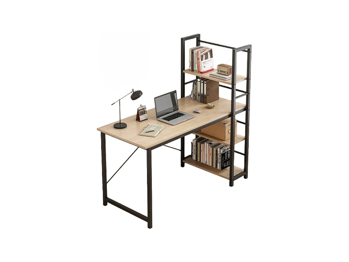 ESCRITORIO PARA ORDENADOR CON ESTANTERÍA MODERNA DE METAL LOFT MARRÓN CLARO