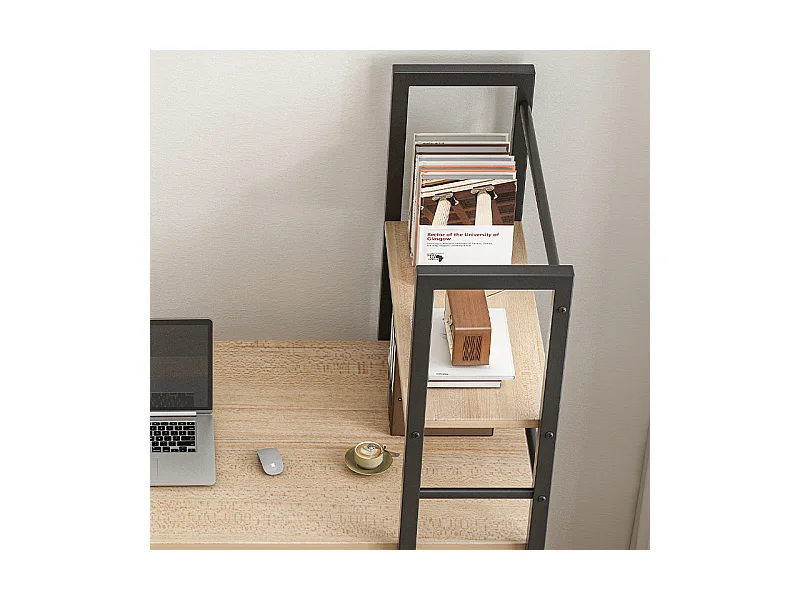 ESCRITORIO PARA ORDENADOR CON ESTANTERÍA MODERNA DE METAL LOFT MARRÓN CLARO