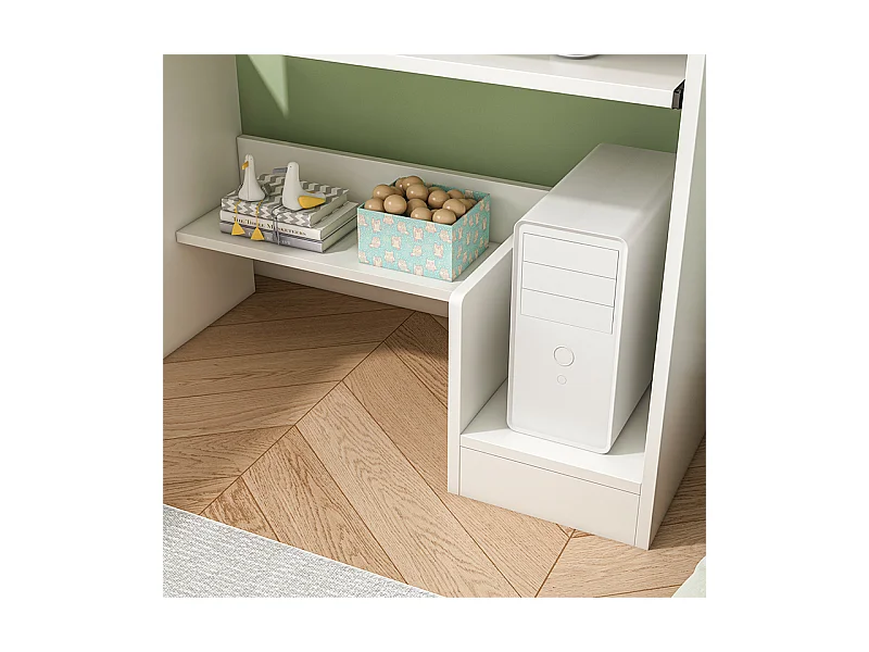 BUREAU BLANC POUR ADOLESCENTS AVEC TIROIR ET ÉTAGÈRES MODERNE POUR ORDINATEUR TABLE BASSES