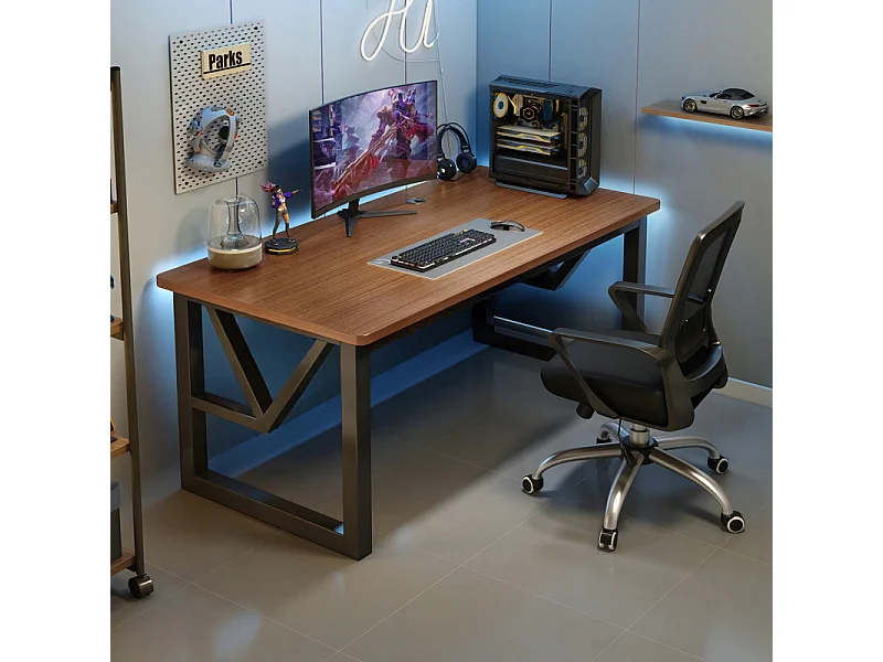 SCrivania da gioco moderna per computer in faggio scuro stile industriale loft 120 cm