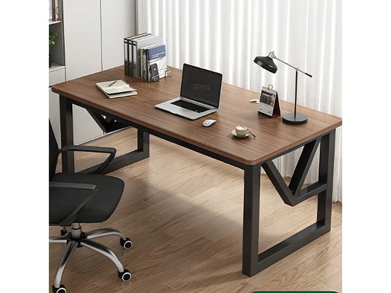 MODERNES GAMING-SCHREIBTISCH DUNKLE BUCHE INDUSTRIELLER LOFT 120 CM