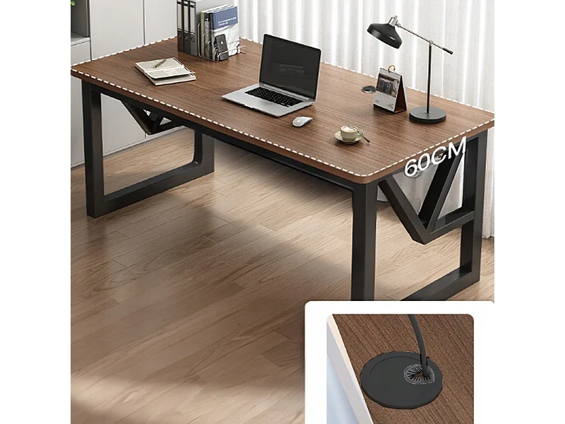 MODERNES GAMING-SCHREIBTISCH DUNKLE BUCHE INDUSTRIELLER LOFT 120 CM