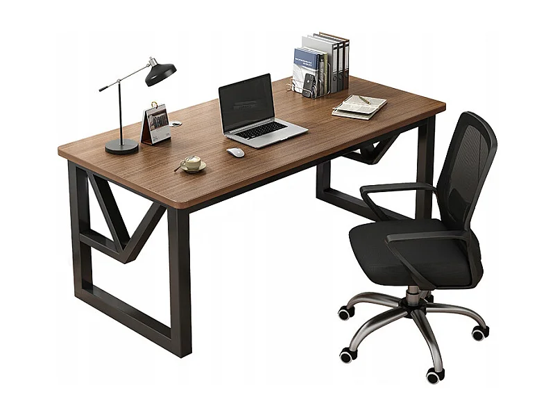 MODERNES GAMING-SCHREIBTISCH DUNKLE BUCHE INDUSTRIELLER LOFT 120 CM