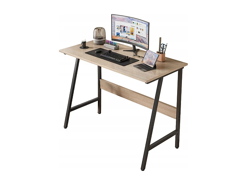 BUREAU D'ORDINATEUR LOFT INDUSTRIEL SCOLAIRE MODERNE CHÊNE CLAIR 100 CM