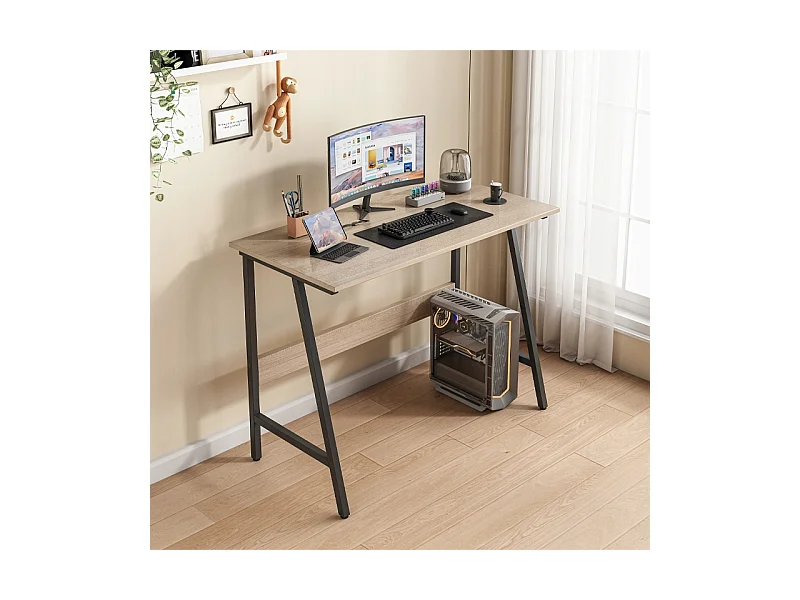 BUREAU D'ORDINATEUR LOFT INDUSTRIEL SCOLAIRE MODERNE CHÊNE CLAIR 100 CM