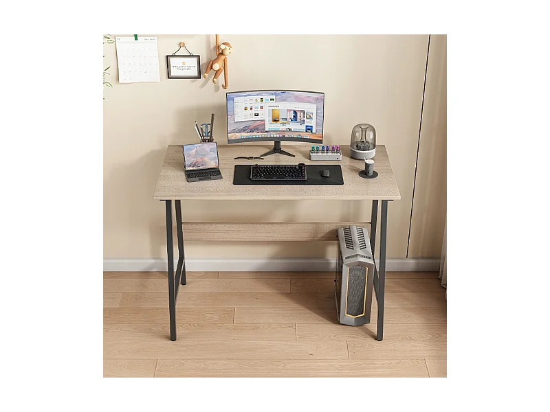 BUREAU D'ORDINATEUR LOFT INDUSTRIEL SCOLAIRE MODERNE CHÊNE CLAIR 100 CM