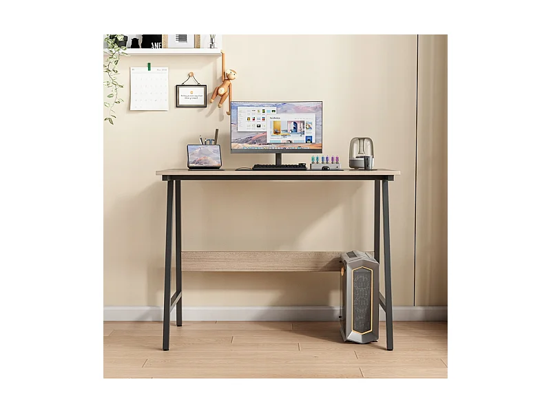 BUREAU D'ORDINATEUR LOFT INDUSTRIEL SCOLAIRE MODERNE CHÊNE CLAIR 100 CM