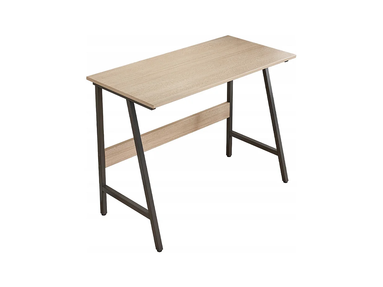 BUREAU D'ORDINATEUR LOFT INDUSTRIEL SCOLAIRE MODERNE CHÊNE CLAIR 100 CM