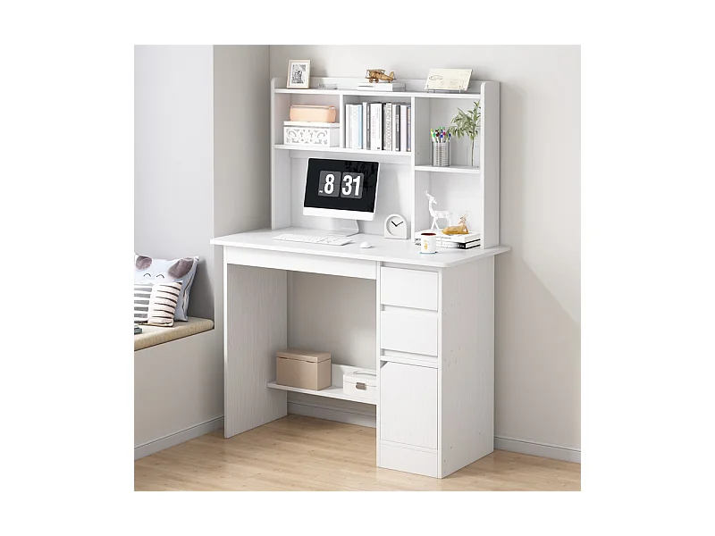 JEUGDCOMPUTERBUREAU LOFT WIT MET REK MET PLANKEN EN LADEN