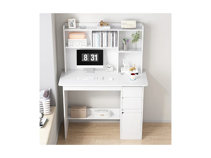 JEUGDCOMPUTERBUREAU LOFT WIT MET REK MET PLANKEN EN LADEN