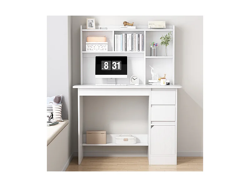 JEUGDCOMPUTERBUREAU LOFT WIT MET REK MET PLANKEN EN LADEN