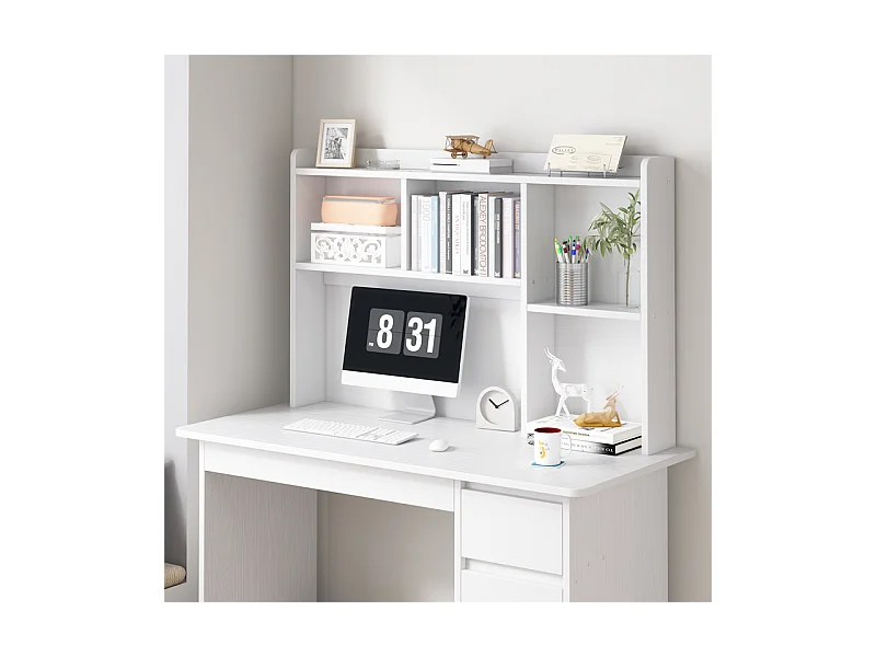 JEUGDCOMPUTERBUREAU LOFT WIT MET REK MET PLANKEN EN LADEN