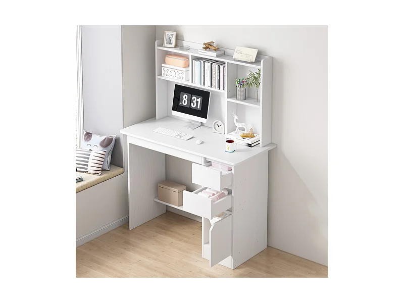 JEUGDCOMPUTERBUREAU LOFT WIT MET REK MET PLANKEN EN LADEN