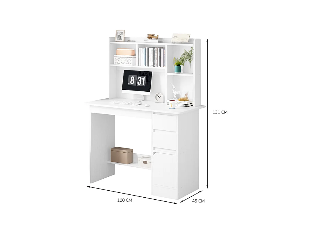 JEUGDCOMPUTERBUREAU LOFT WIT MET REK MET PLANKEN EN LADEN