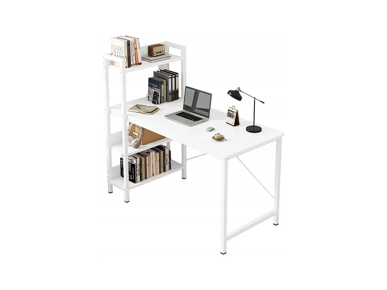 SCrivania per computer Tavolino LOFT BIANCO Tavolo moderno con scaffale da gaming