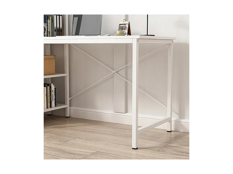 SCrivania per computer Tavolino LOFT BIANCO Tavolo moderno con scaffale da gaming