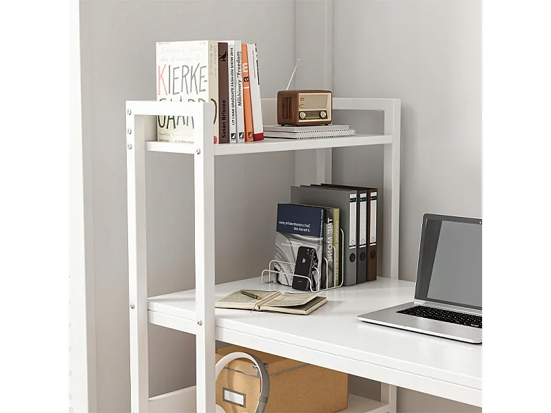 SCrivania per computer Tavolino LOFT BIANCO Tavolo moderno con scaffale da gaming