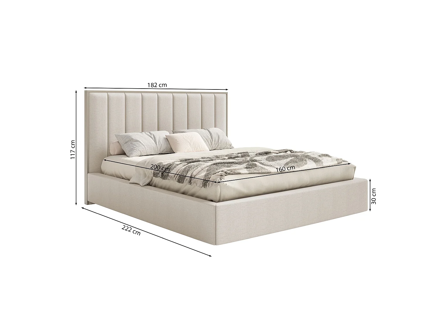 Lit tapissé avec LED160×200 - chenille - vert foncé - TOGENTS