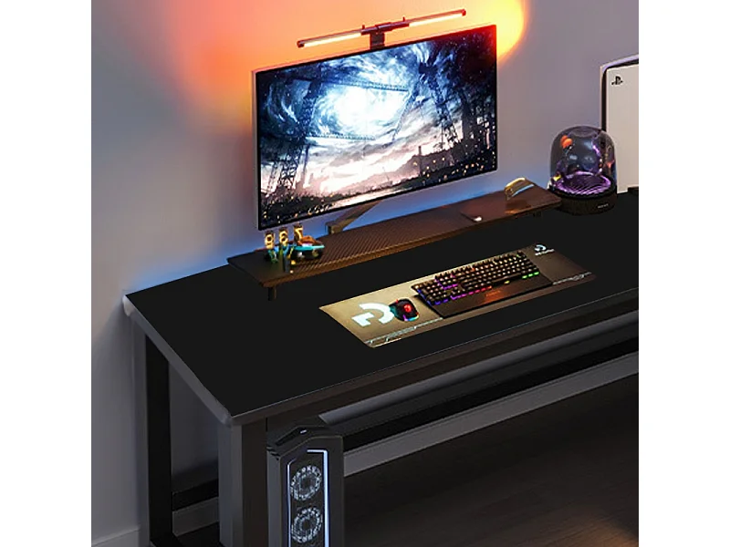 GROSSER MODERNER SCHWARZER LOFT-COMPUTER-ECK-GAMING-SCHREIBTISCH 140 CM