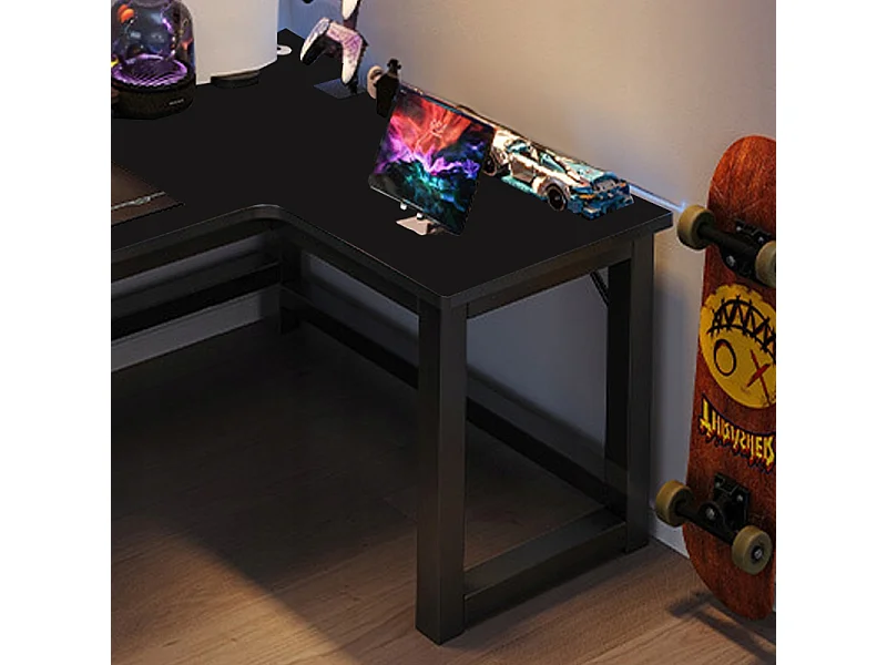 GROSSER MODERNER SCHWARZER LOFT-COMPUTER-ECK-GAMING-SCHREIBTISCH 140 CM