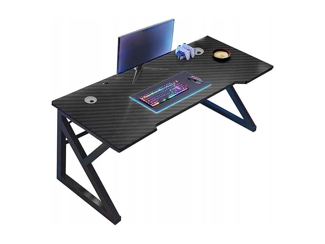 MODERNER SCHWARZER CARBON-COMPUTER-SPIELTISCH FÜR GAMER 120 CM