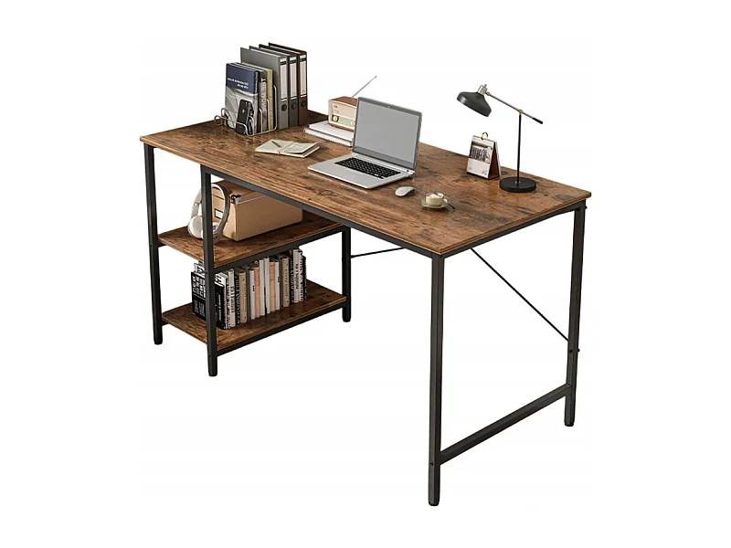 METALL-COMPUTERTISCH FÜR GAMING IM LOFT-STIL, INDUSTRIELL, 2 REGALE, 120 CM