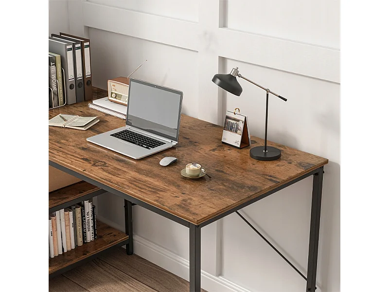 METALL-COMPUTERTISCH FÜR GAMING IM LOFT-STIL, INDUSTRIELL, 2 REGALE, 120 CM