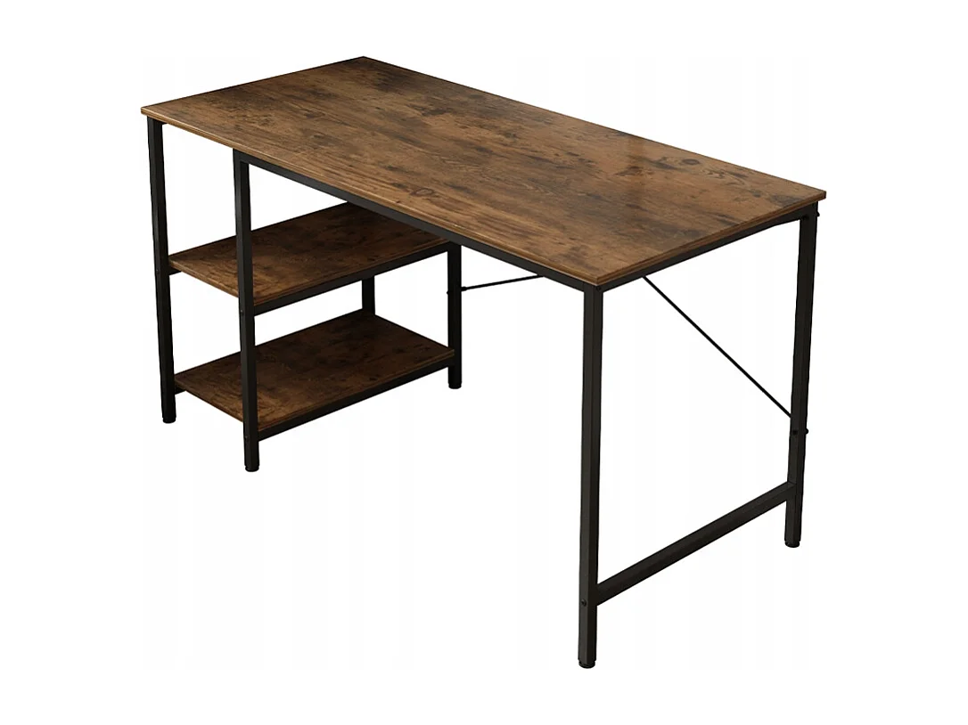 METALL-COMPUTERTISCH FÜR GAMING IM LOFT-STIL, INDUSTRIELL, 2 REGALE, 120 CM