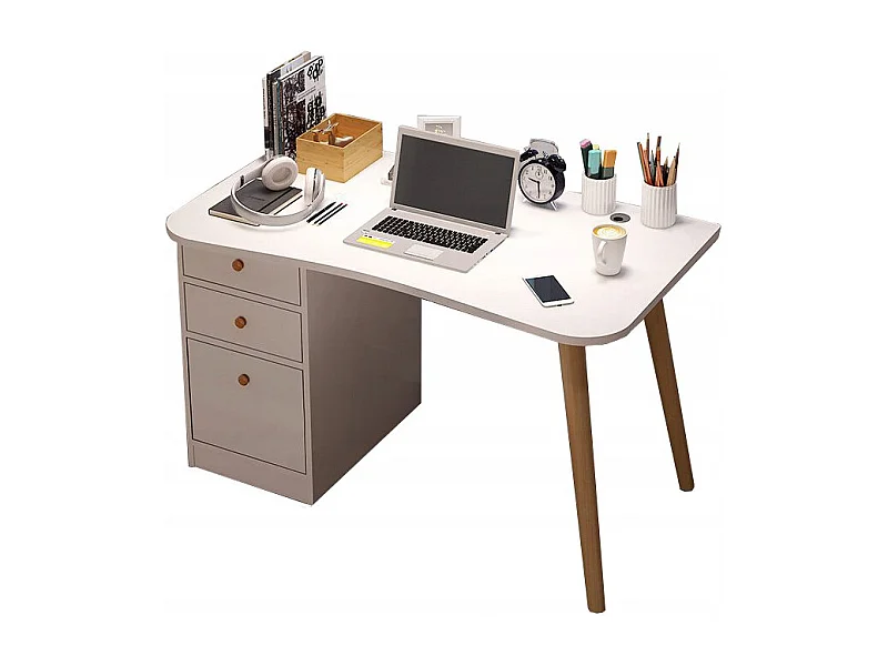 SCrivania per computer per casa ufficio cassetti bianchi tavolino 100 cm scandinavo