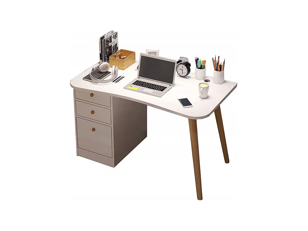 BUREAU INFORMATIQUE POUR LA MAISON OU LE BUREAU TIROIRS BLANCS TABLE 100 CM SCANDINAVE
