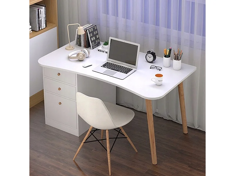 BUREAU INFORMATIQUE POUR LA MAISON OU LE BUREAU TIROIRS BLANCS TABLE 100 CM SCANDINAVE