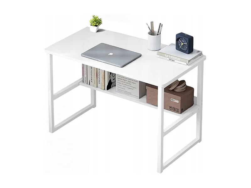 MESA DE ORDENADOR LOFT BLANCA PARA JOVENES CON ESTANTE MODERNA 100 CM