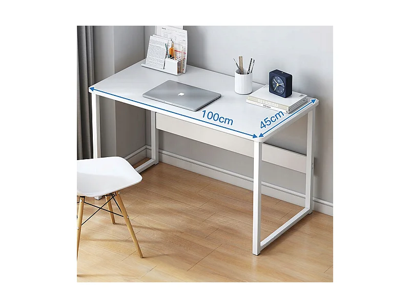 BUREAU INFORMATIQUE TABLE LOFT BLANCHE POUR ADOLESCENTS AVEC ÉTAGÈRE MODERNE 100 CM