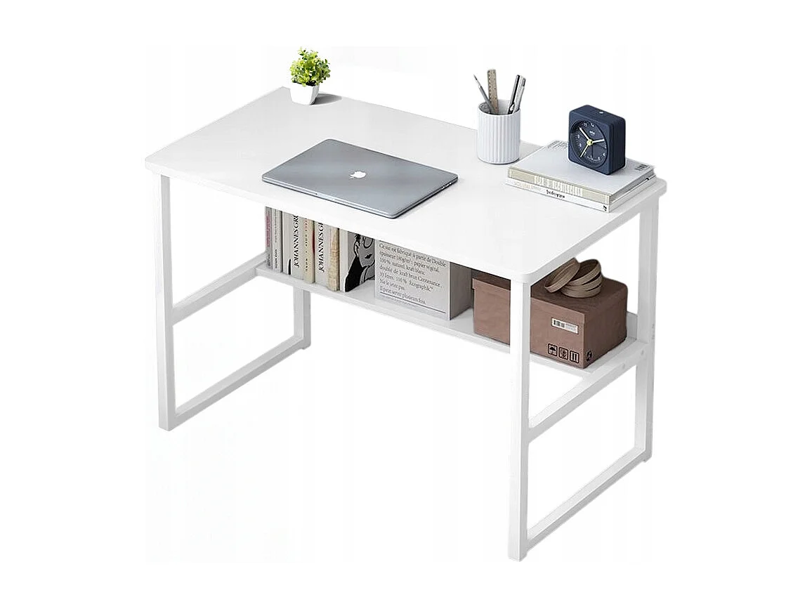 BUREAU INFORMATIQUE TABLE LOFT BLANCHE POUR ADOLESCENTS AVEC ÉTAGÈRE MODERNE 100 CM