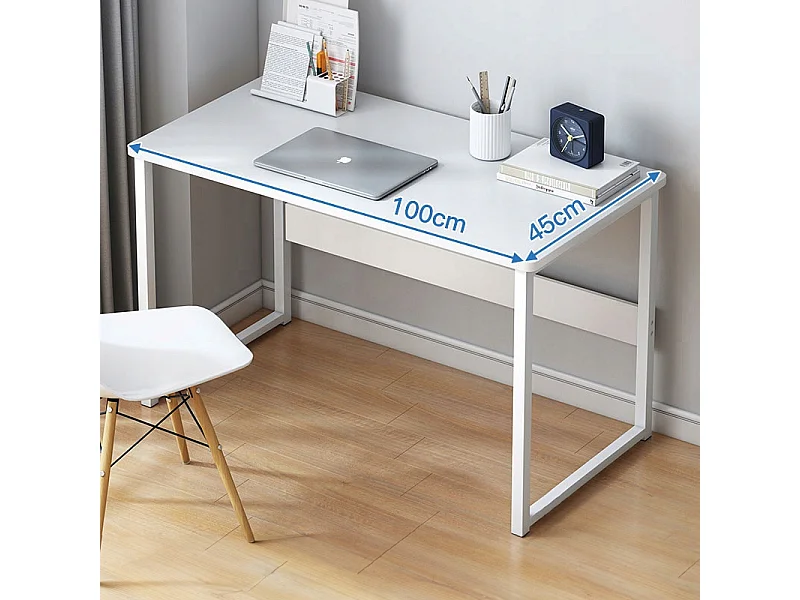 BUREAU INFORMATIQUE TABLE LOFT BLANCHE POUR ADOLESCENTS AVEC ÉTAGÈRE MODERNE 100 CM