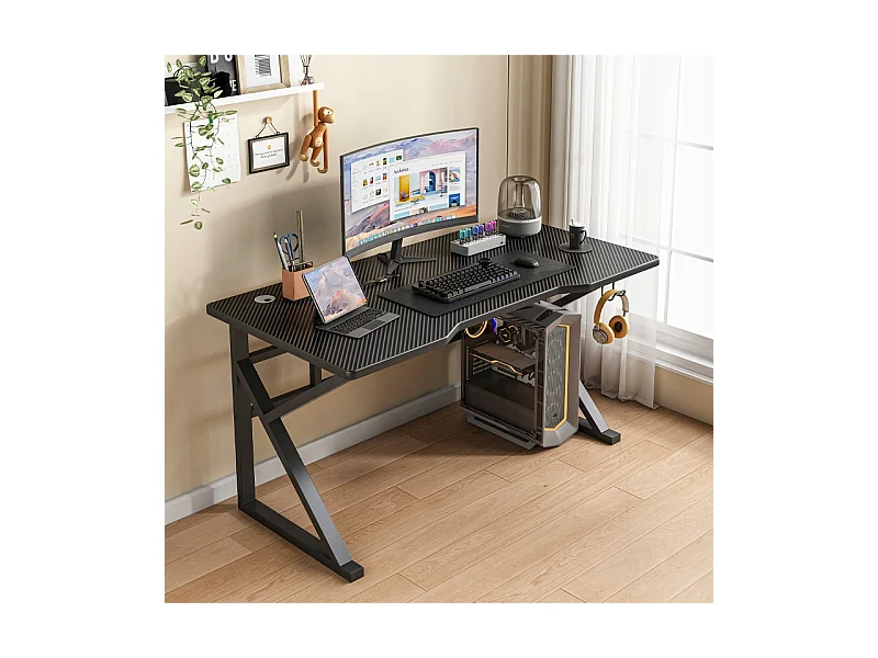 GAMING-SCHREIBTISCH TISCH FÜR GAMER MODERNER COMPUTER-LOFT SCHWARZ 120 CM