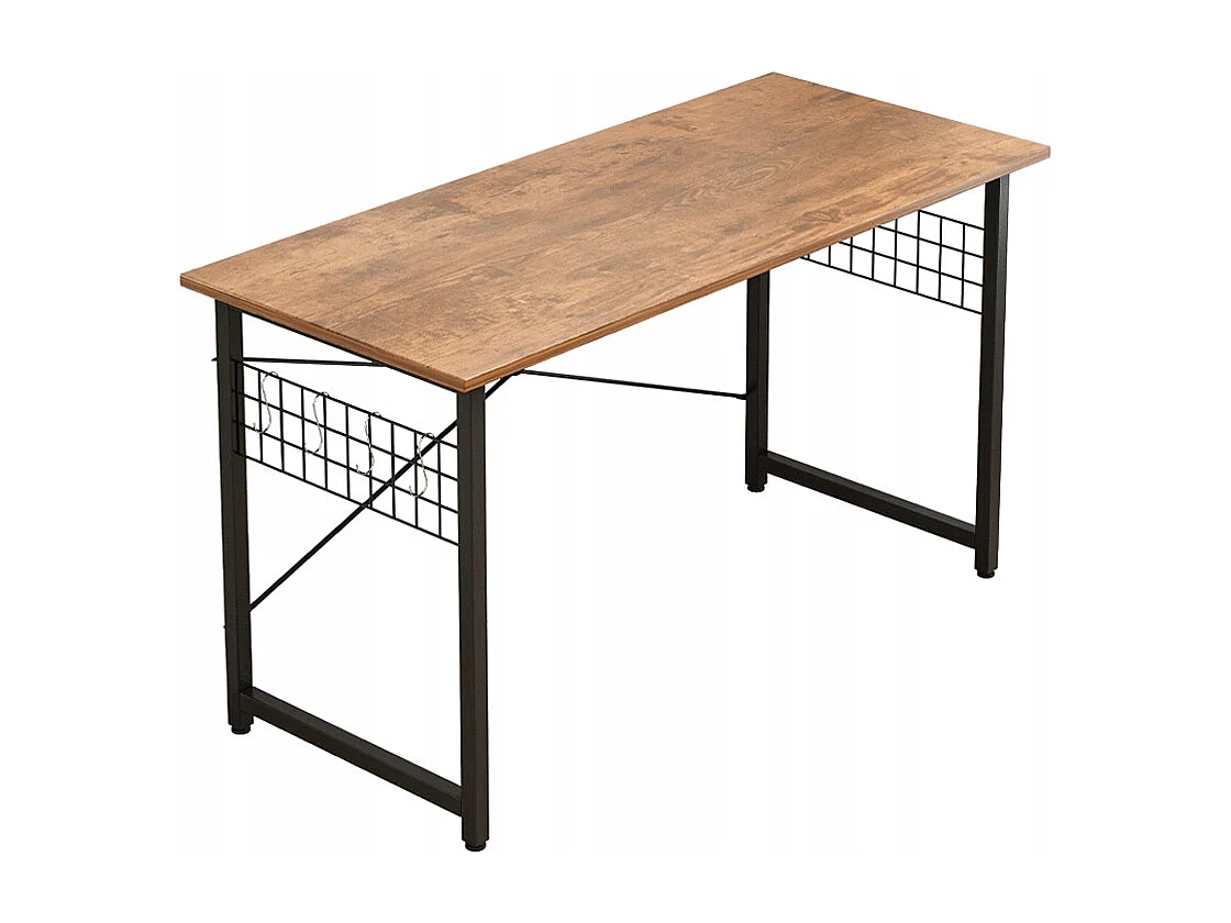 BUREAU D'ORDINATEUR LOFT INDUSTRIEL SCOLAIRE BRUN RUSTIQUE AVEC CROCHETS