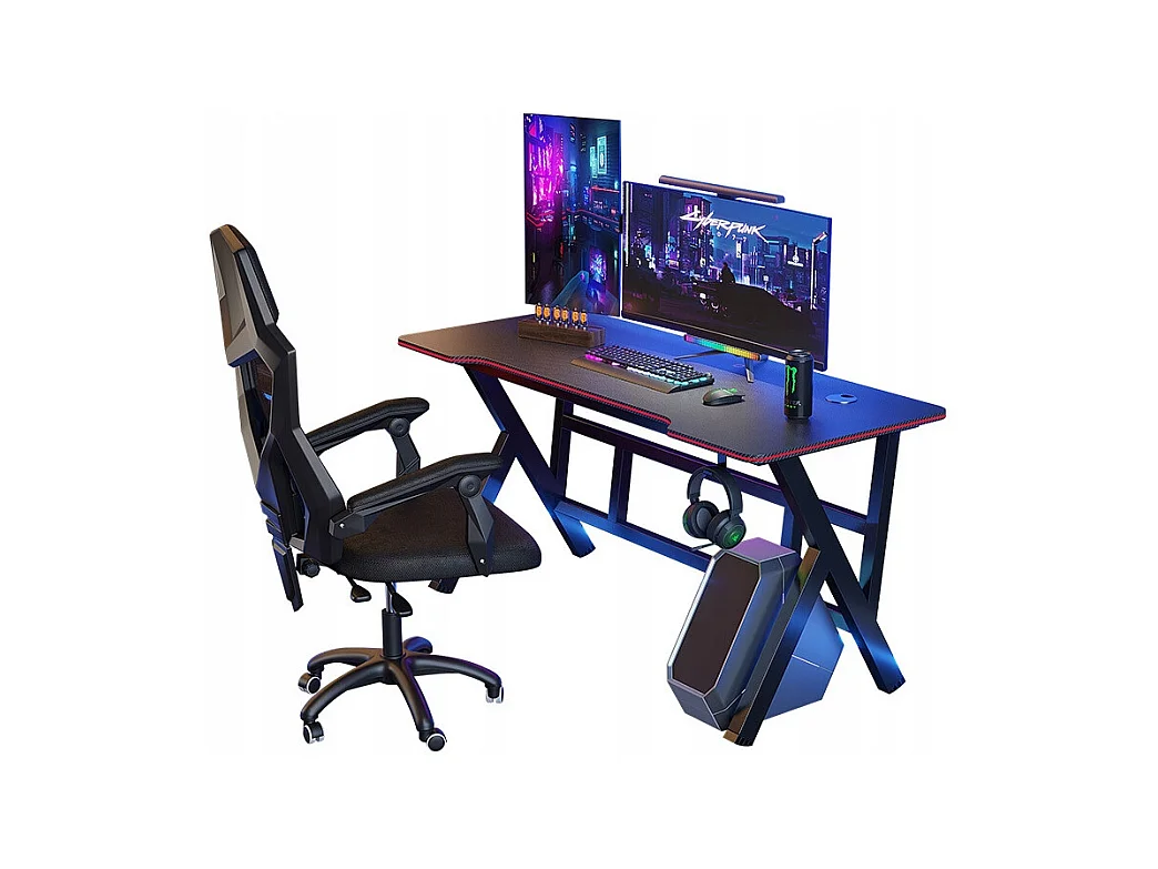 BUREAU GAMING TABLE POUR JOUEUR INFORMATIQUE NOIR GRAND MODERNE 120 CM
