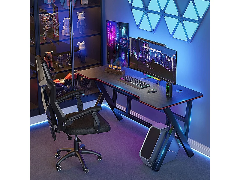 GAMING-BUREAU TAFEL VOOR COMPUTERGAMERS ZWART GROOT MODERN 120 CM