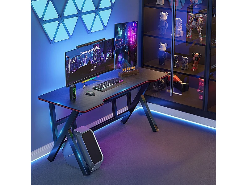 GAMING-BUREAU TAFEL VOOR COMPUTERGAMERS ZWART GROOT MODERN 120 CM