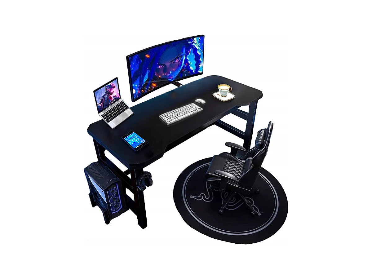 MESA DE JOGOS MESA PARA JOGADORES MODERNA COMPUTADOR PRETA LOFT 120 CM