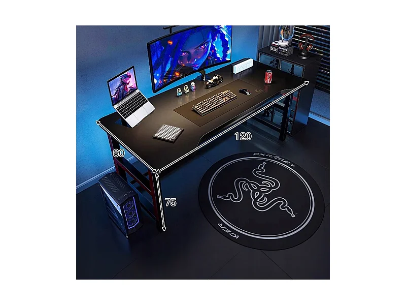 MESA DE JOGOS MESA PARA JOGADORES MODERNA COMPUTADOR PRETA LOFT 120 CM