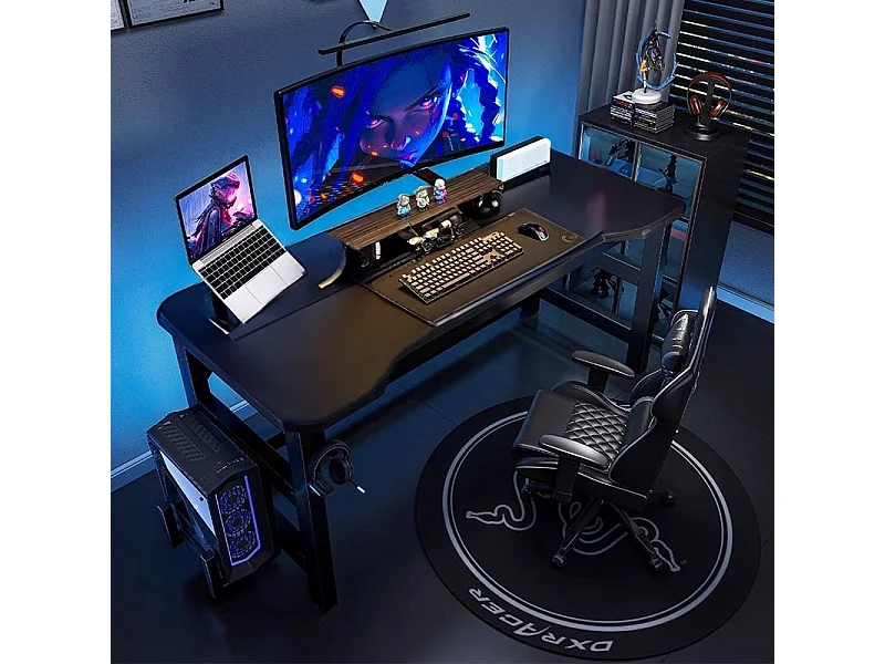 ESCRITORIO GAMING MESA PARA GAMER MODERNA INFORMÁTICA NEGRA LOFT 120 CM