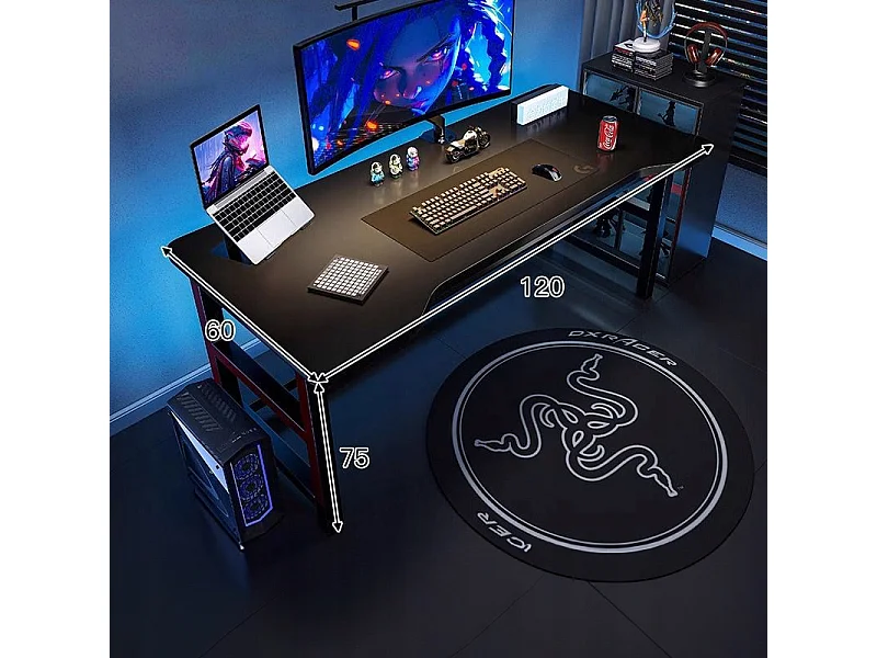 ESCRITORIO GAMING MESA PARA GAMER MODERNA INFORMÁTICA NEGRA LOFT 120 CM