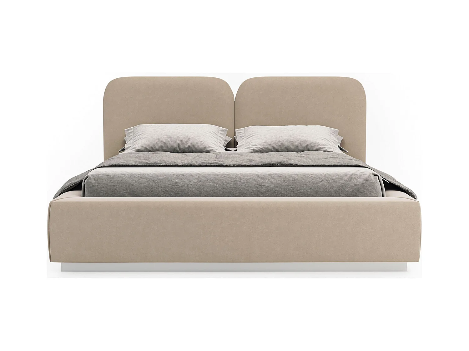 Gestoffeerd bed 180x200 met velours bekleding – Lichtbeige – COMOVES