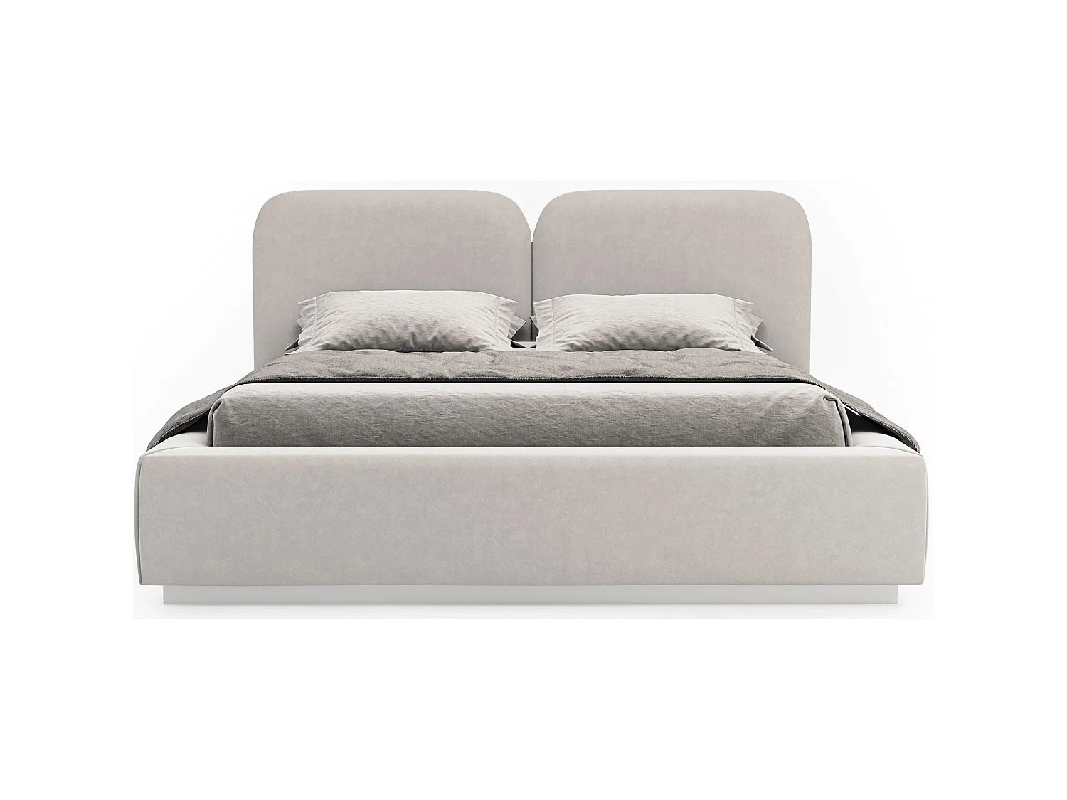 Lit tapissé 140×200 - velours - gris-beige - COMOVES