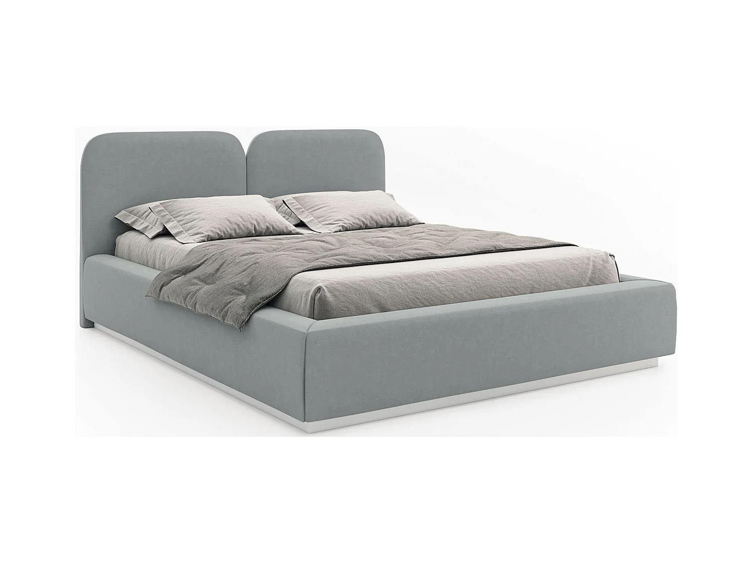 Lit tapissé 180×200 - velours - gris - COMOVES
