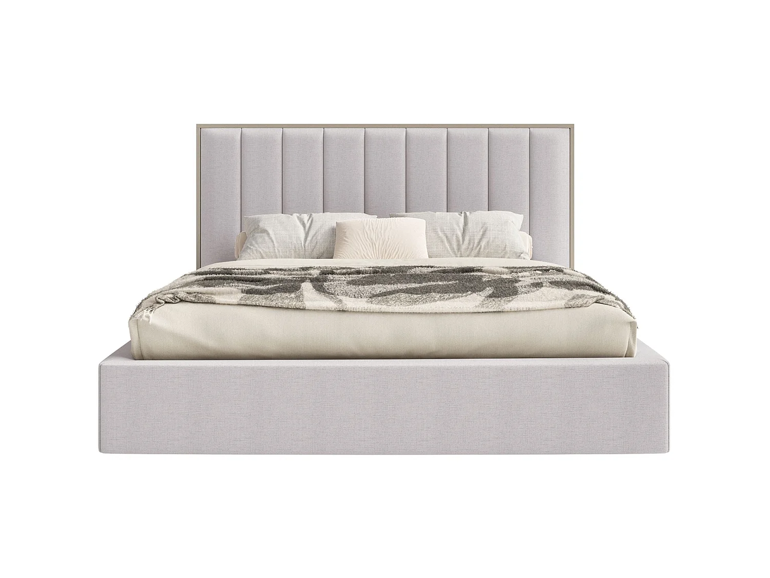 Lit tapissé avec LED180×200 - chenille - gris- TOGENTS