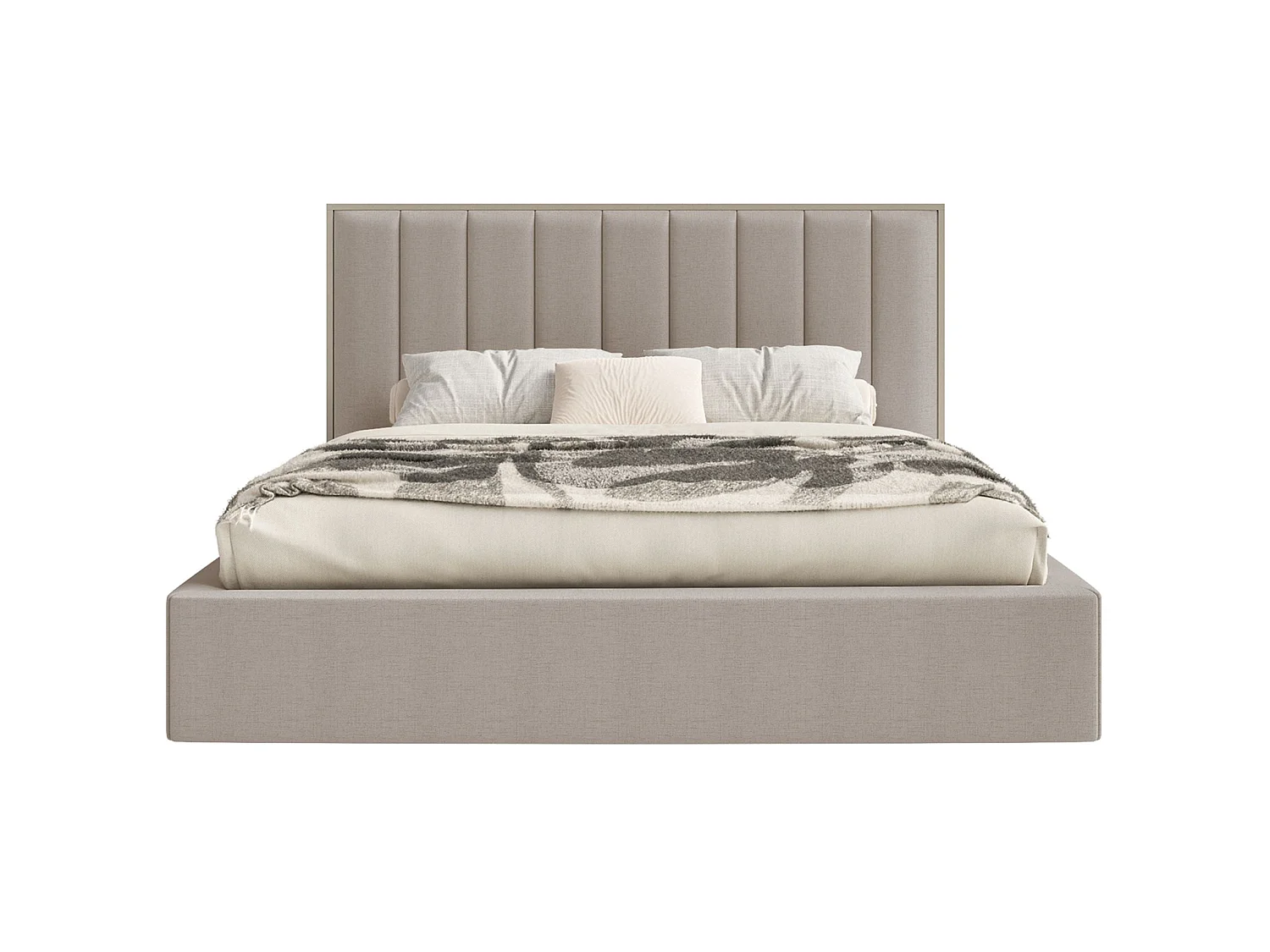 Lit tapissé avec LED160×200 - chenille - brun - TOGENTS